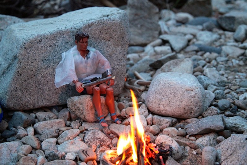 If it's cold and raining, wear your rain gear and build a fire.