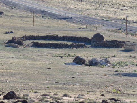 A corral built entirely out of rocks. Maybe the stagecoach horses were kept here. You'd need a hot soak after hauling rock for the corral.