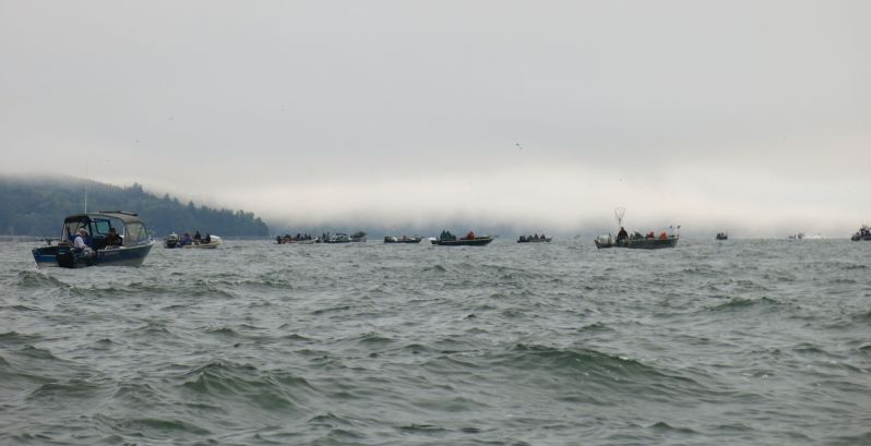 Salmon fishing at the mouth of the Columbia River with thousands of our friends.