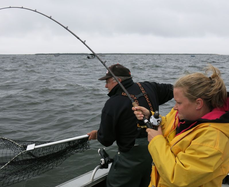 Amy hauls in a big one.